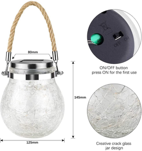Lampada solare Crack Glass Ball ambra Warm Led Hanging lampada solare Outdoor Waterproof 2 modalità opzionale luci del serbatoio solare - Product Image 2