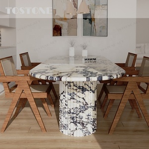 Mesa de Comedor Extra Grande de Mármol Natural Tostone ODM, Piedra Calacatta <span class=keywords><strong>Viola</strong></span> de Italia con Base de Doble Pedestal para 12 Personas - Product Image 5