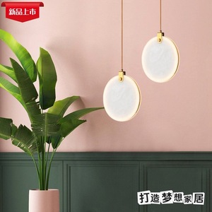 HFshanks Nordic <b>Style</b> All Copper LED Pendant Light Real Marble Single <b>Head</b> Minimalist Design For Living Room Bedroom - Product Image 5