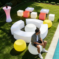 Ensemble de canapé de jardin en plastique LED portable, changement de couleur, étanche IP65, batterie rechargeable, télécommande, extérieur