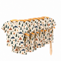 Lot de 2 T-shirts décontractés pour bébé garçon, tenue en bambou écologique, short d'été imprimé arbre, pyjama respirant pour tout-petit, approvisionnement en gros OEM