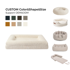 Fabrieksgemaakte extra grote hondenbedden van bouclé, knuffelbed voor huisdieren, slaap, anti-angst, knus, onverwoestbaar, orthopedisch hondenbed - Product Image 6