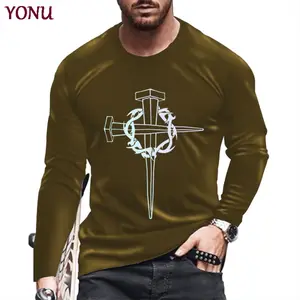 Factory Direct Sales Autumn And Winter Men's Long-Sleeved T-shirts Round Neck Fashion 3DT Shirts Loose And Comfortable Tops