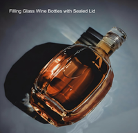 Bouteilles en verre transparent avec couvercles hermétiques, bouteilles en verre réutilisables, bouteilles vides pour le vin, les boissons, l'huile, le vinaigre, la bière