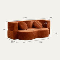 Sofá Modular Moderno de Tela Bouclé Crema, Diseño Redondo sin Brazos, Tapizado Suave, Muebles para Sala de Estar