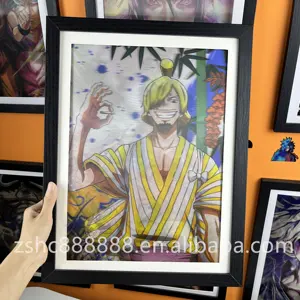Nieuwste Ontwerpen Anime Met Één Stuk Posters Drie Personages Sanji Luffy Zoro 3d Lenticulaire Flip Posters Muur Kunst Kamer Decor