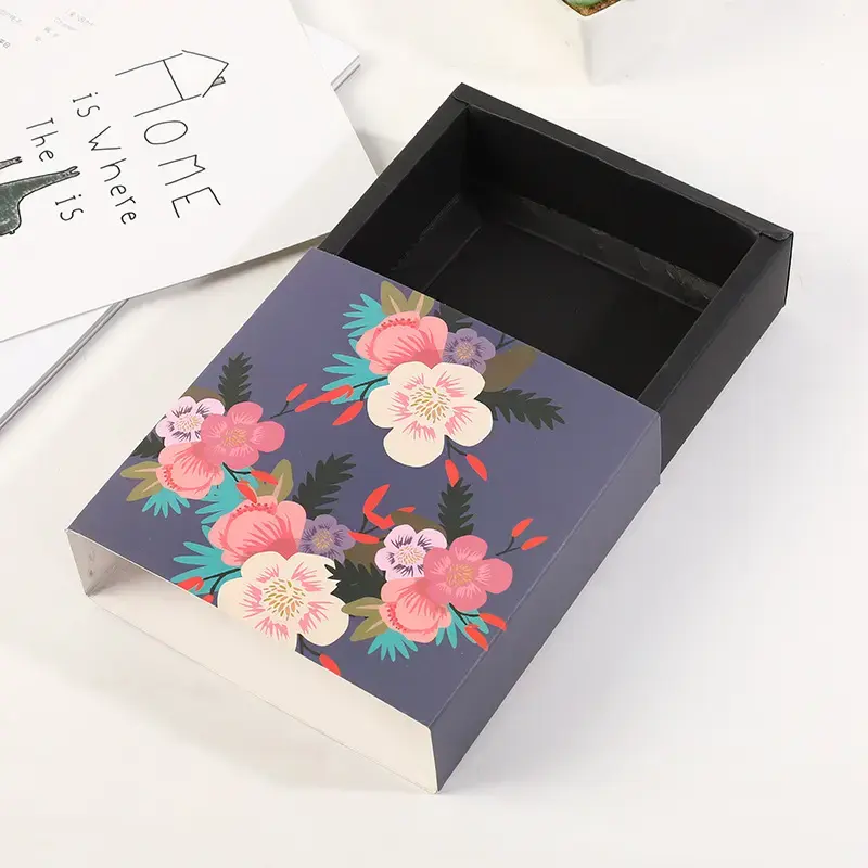 Customize Flower Kraft Paper Box Packaging Drawer Foldable Paper Box Jewelry Gift Underwear Boxes Recycled Packaging