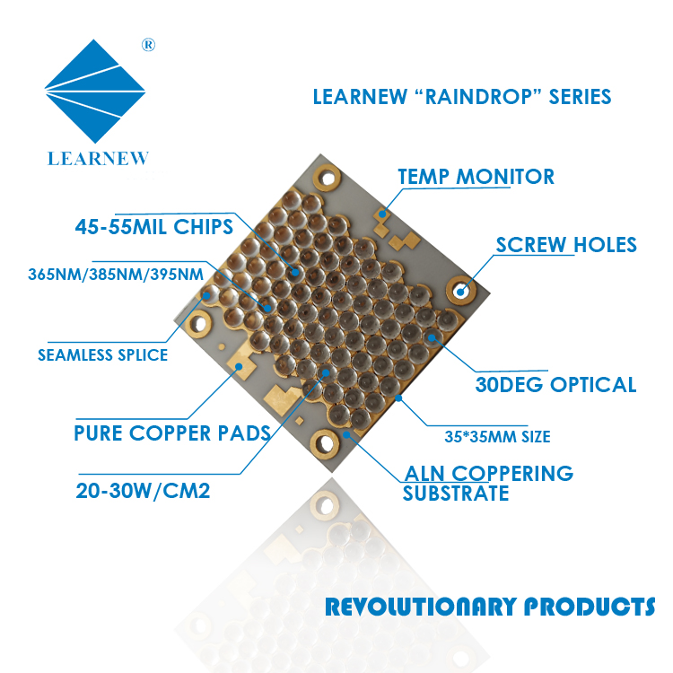 3535 SMD 200W Quartz Glass UVA UV LED Chip 365nm 385nm 395nm For 3D Printer