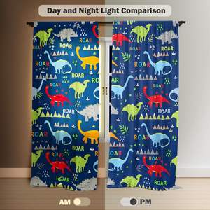 Cortinas de Ventana con Dibujos Animados de Dinosaurios para Niños, Adolescentes, Niñas, Cortinas de Animales para Dormitorio, Guardería, Decoración para Fiestas en Casa, 2 Paneles - Product Image 4