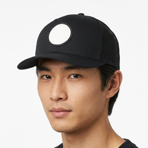 Black Mesh Trucker Hat 6-Panel Adjustable Fit Casual Spring Summer Wear Unisex Adult Breathable Waterproof Front Logo 2027 - Product Image 1