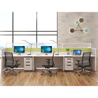 Station de travail modulaire ouverte Table de travail ergonomique et convertible MFC Office Staff pour 6 personnes