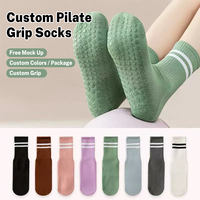 Chaussettes personnalisées pour femmes, respirantes, antidérapantes, pour la gym et le fitness, avec logo jacquard et broderie personnalisés pour le yoga et le pilates