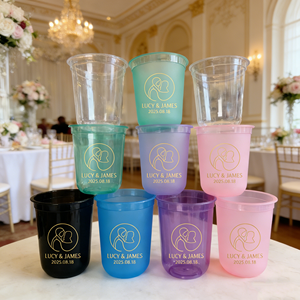 Gobelets en plastique PP écologiques à paroi simple de 16 oz, 17 oz, 18 oz, 22 oz, 700 ml, avec couvercles, transparents, logo personnalisé imprimé, bleu, vente en gros - Product Image 1