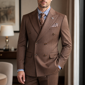 Premium Wool Blend Suit <strong>for</strong> <strong>Men</strong> Double Breasted 2 Piece Slim Fit Italian Style Business Formal Wedding Groom Anti-Wrinkle <strong>Blazer</strong> - Product Image 1