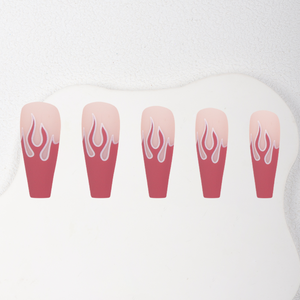 Lot de 24 <span class=keywords><strong>faux</strong></span> <span class=keywords><strong>ongles</strong></span> rouges ballerine à presser, motif flamme, en ABS, pré-dessinés - Product Image 2