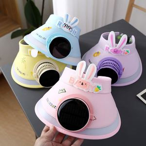 Chapeau de protection solaire en fibre de bambou pour enfants avec ventilateur, grandes bords larges, motif tie-dye, nouveau modèle d'été pour bébés et enfants garçons et filles - Product Image 2