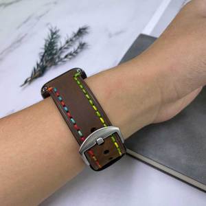 Heqi สายนาฬิกาหนังพรีเมี่ยมสำหรับ <span class=keywords><strong>Apple</strong></span> <span class=keywords><strong>Watch</strong></span> Series 8 7 6 5 4 <span class=keywords><strong>3</strong></span> 44มม. 40มม. 42มม. - Product Image 1