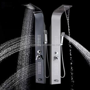 Colonne de douche murale en acier inoxydable 201/304, finition nickel brossé doré, avec jets cascade et jets spa, douche intelligente - Product Image 4