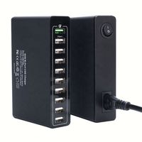 Adaptador de corriente inteligente de 10 puertos, 50W 10A, cargador de pared USB para iPhone y tabletas.