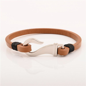 La fabbrica di gioielli in acciaio inossidabile personalizza la fascia da polso in pelle con cinturino da pesca - Product Image 4