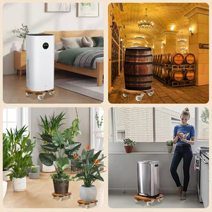 Support à plantes en bois personnalisé, lot de <span class=keywords><strong>2</strong></span>, avec rotation à 360° °   Chariot à roulettes pivotantes robustes pour plantes, support roulant pour grands pots - Product Image 5