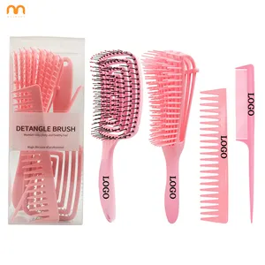 custom logo salon hairdresser barbershop pink massage brush comb set eight-claw comb