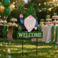 Piquet de jardin en fer peint à la main, motif Gnome de bienvenue pour la Saint-Patrick, décoration saisonnière pour la maison et les fêtes