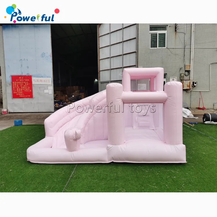 New Time New Design Hochzeits feier Aufblasbare Bounce Pastell Pink White Bouncy House Jumping Castle Jumping House