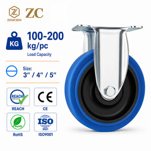 Roulettes pivotantes robustes en caoutchouc bleu de 3, 4 et 5 pouces avec frein, capacité 100-200 kg, roulettes industrielles silencieuses pour chariot et établi - Product Image 1
