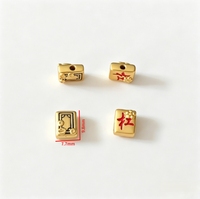 Perles d'espacement en laiton plaqué or émaillé, breloques tuiles porte-bonheur chinoises pour la fabrication de bijoux et bracelets DIY