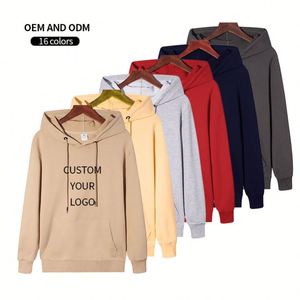 Nouveau sweat à capuche unisexe en coton, coupe droite, manches longues, couleur unie, style streetwear décontracté, avec poches, 280g, vente en gros - Product Image 3