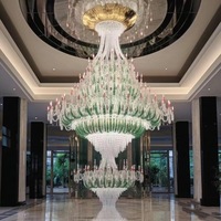 Lustre en cristal décoratif en émail pour lustres de design d'intérieur personnalisé ODM grande suspension pour hall d'hôtel