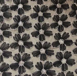 Pasokan Multi Warna penjualan panas bunga matahari bordir payet tulle Tejido de encaje estampado kain renda untuk gaun - Product Image 3