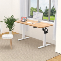 Bureau debout électrique de luxe NANDI, durable, avec cadre en métal blanc, hauteur réglable, convertible, extensible, pour usage domestique ou professionnel