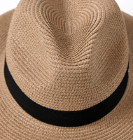 Chapeau de Paille Panama Fedora d'Été à Logo Personnalisé en Gros – Large Bord Roulable – Chapeau de Soleil de Plage pour Femmes et Hommes