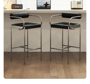 <span class=keywords><strong>Tabouret</strong></span> de bar en fer haut de gamme, design nordique moderne et simple, avec cadre stable et durable, pour usage commercial dans le salon et à la réception - Product Image 5