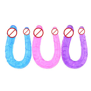 Lange Bunte Doppelendige Dildos Weicher Kristall-Pilzkopf Jelly-<span class=keywords><strong>Dildo</strong></span> Realistisch für Frauen Sexspielzeug - Product Image 3