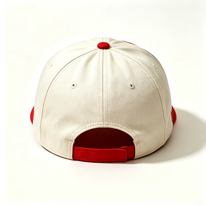 Gorra de Béisbol Retro Coast Bordada de 6 Paneles, Unisex, Corona Blanca, Visera Curva Roja, 100% Algodón Lavado, Bordado de Estrella y Puntos - Product Image 6