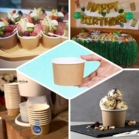 Gobelet jetable à paroi simple pour desserts animaux, yaourts, crèmes glacées, avec impression personnalisée et couvercle transparent, pour magasins, cafés et fêtes