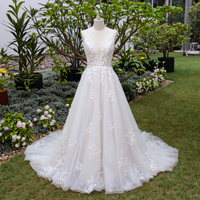Très populaire robe de mariée A-ligne avec feuille dentelle sans manches haut fournisseur de robe de mariée
