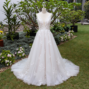 Très populaire robe de mariée A-ligne avec feuille <span class=keywords><strong>dentelle</strong></span> sans manches <span class=keywords><strong>haut</strong></span> fournisseur de robe de mariée - Product Image 6