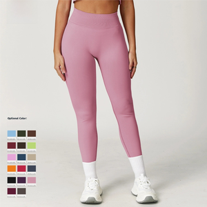Gran oferta, mallas de Yoga para mujer con logotipo personalizado, cintura alta sin costuras, fruncido en los glúteos, Control de barriga, <span class=keywords><strong>efecto</strong></span> de levantamiento de glúteos, estampado Atlético - Product Image 2