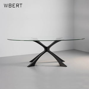 Mesa Ovalada WBERT Estilo Tronco, Mesa de Comedor de Mármol Natural Simple y de Lujo Ligero Francés - Product Image 2