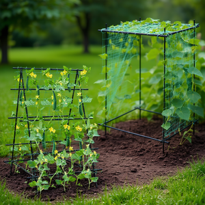 Treillis en A pour concombres, 6 pieds, en métal avec filet, support de plantes grimpantes pour jardin extérieur - Product Image 2