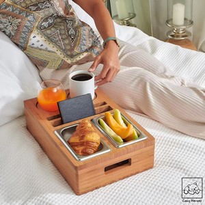 Cozy Heroes Solid Wood Snack Storage Box With Compartments For Chips Drinks Remote <b>Control</b> Desktop Organizer Rectangle Shape - Product Image 4