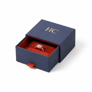 กล่องใส่แหวนแบบคลาสสิกสั่งทำพิเศษ กล่องเก็บเครื่องประดับแบบลิ้นชักแข็งหรูหรา บุผ้ากำมะหยี่ ปั๊มฟอยล์ โลโก้สั่งทำได้ รับผลิตแบบ OEM - Product Image 6