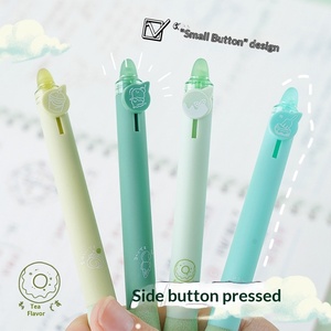 Stylo effaçable en plastique Matcha Cloud Coffee Bear, papeterie étudiante, stylo à bouton de préhension, encre noire et bleue 0,5 mm, lot de 4 - Product Image 2