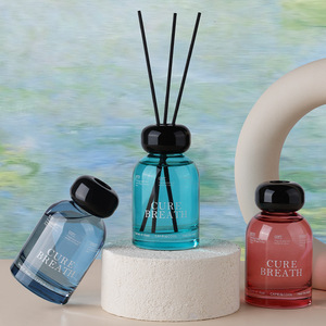 Flacon en verre rond de luxe vide de 120 ml et 200 ml noir pour diffuseur de parfum à bâtonnets, avec étiquette personnalisable, écologique, sans alcool, en boîte - Product Image 4