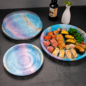 Boîte à sushi ronde jetable, boîte d'emballage pour fruits <span class=keywords><strong>de</strong></span> <span class=keywords><strong>mer</strong></span>, oie rôtie, boîte japonaise pour sashimi, riz et rouleaux <span class=keywords><strong>de</strong></span> légumes, plat Shouxi - Product Image 3