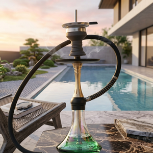 Ensemble complet de chicha, chicha en alliage d'aluminium à neuf trous avec verre en cristal camélé<span class=keywords><strong>on</strong></span> - Product Image 2
